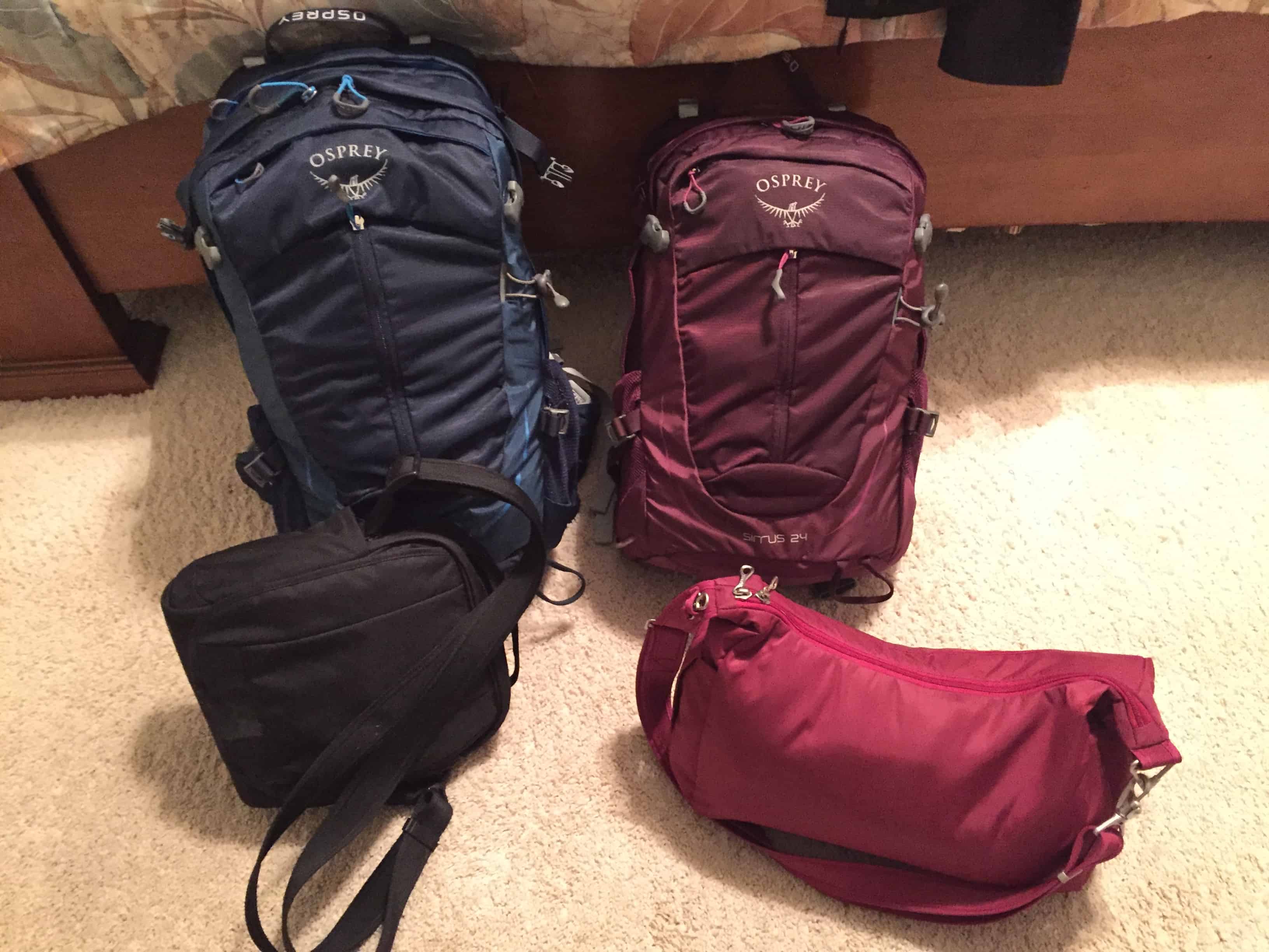 Osprey backpacks ready our trip to the UK - The Places Where We Go Podcast