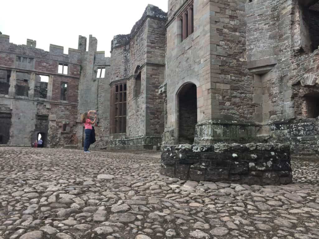 Taking pictures at Raglan Castle
