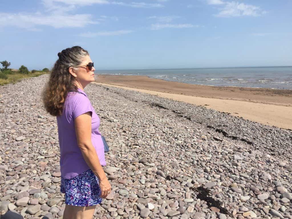 Gazing at Dunster Beach, visited by The Places Where We Go podcast