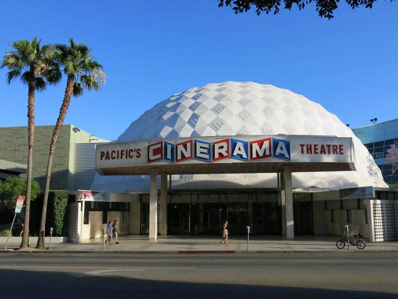 Street view of Pacific's Cinerama Theatre in Hollywood California