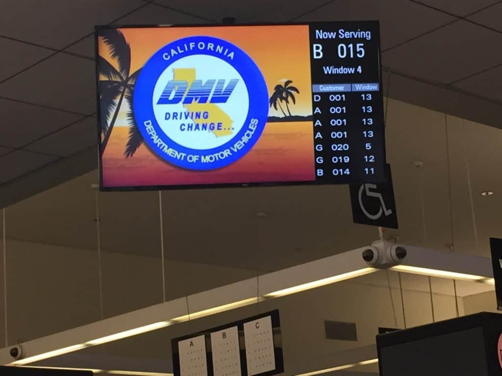 California DMV - Now Serving Sign