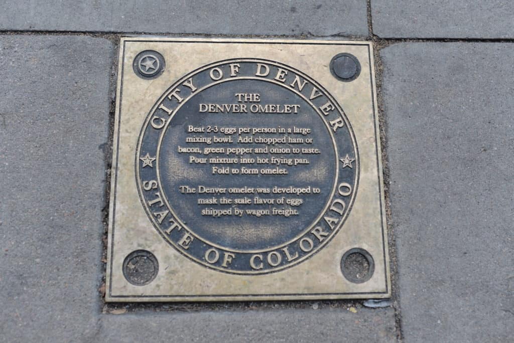 Commemorative Plaque for Denver Omelet in Downtown Denver Colorado