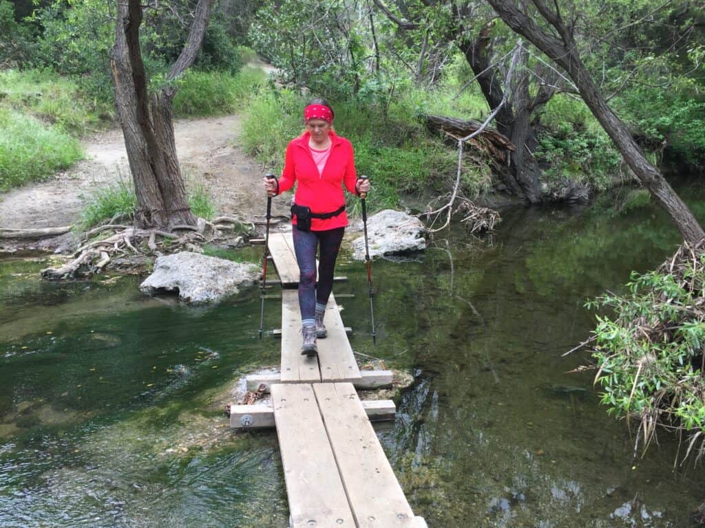 Wood planks over a stream in Wildwood Park, Thousand Oaks