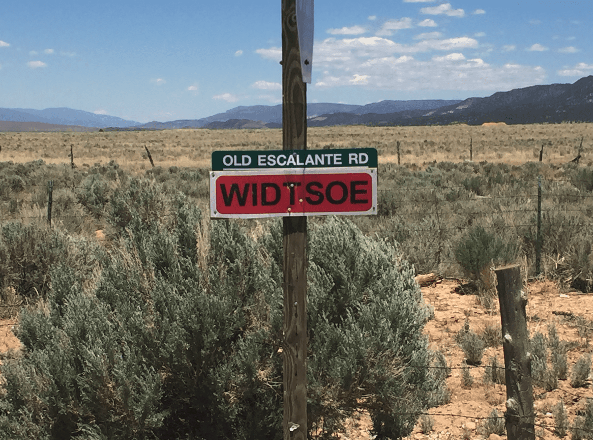 Widtsoe Utah Sign, Old Escalante Road
