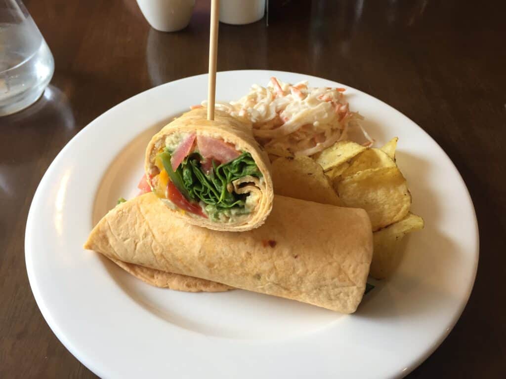 Veggie wrap, Dunster Castle Hotel