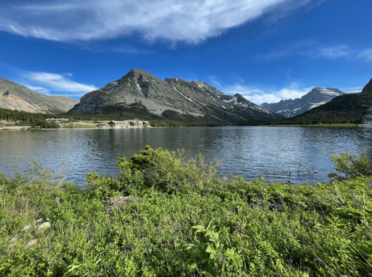 Many Glacier Hotel and Swiftcurrent Lake