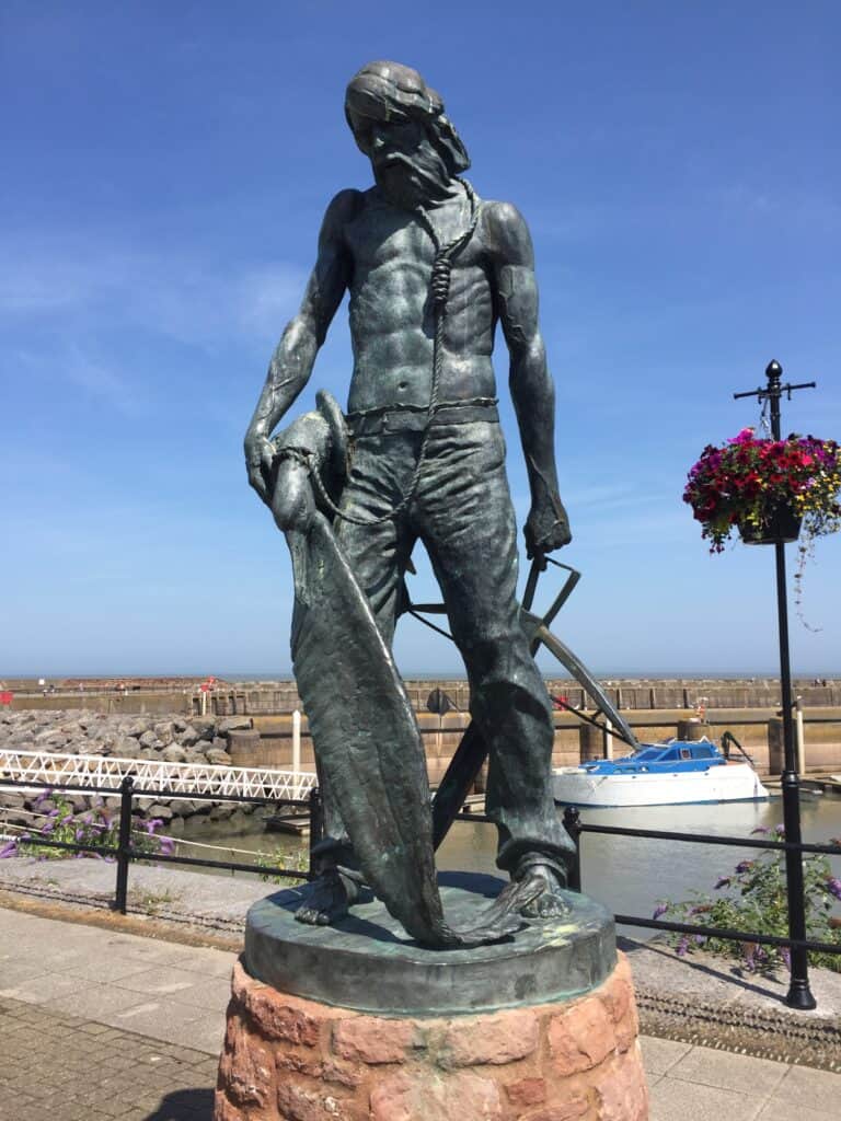 We took a photo of the Ancient Mariner standing on the harbor in tribute to Samuel Taylor Coleridge.  His famous poem The Rime of the Ancient Mariner was written in Somerset.