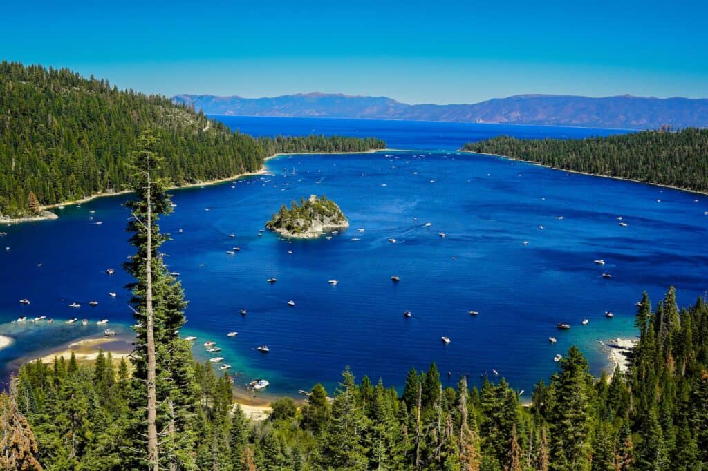 view of the emerald bay in emerald bay state park in california united states