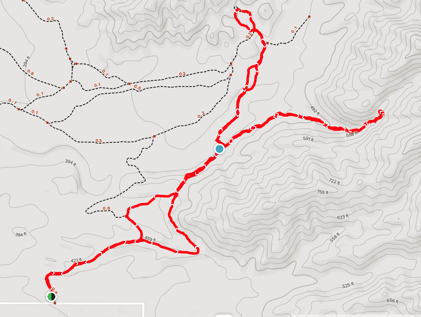 Fortuna Wash to Box Canyons and Petroglyphs hike route