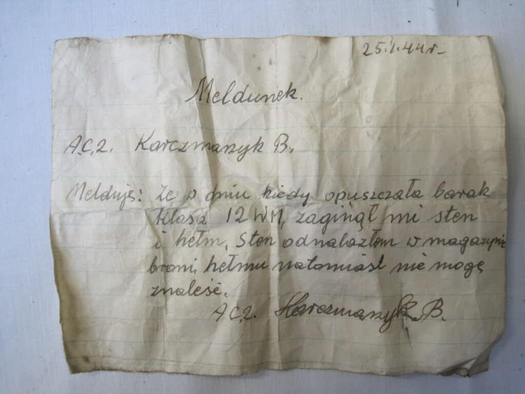 Image 2 of 4 believed to be from Polish Apprentice at RAF Halton in 1944. Cover memo regarding a report - attributed to Bolesław Karczmarczyk