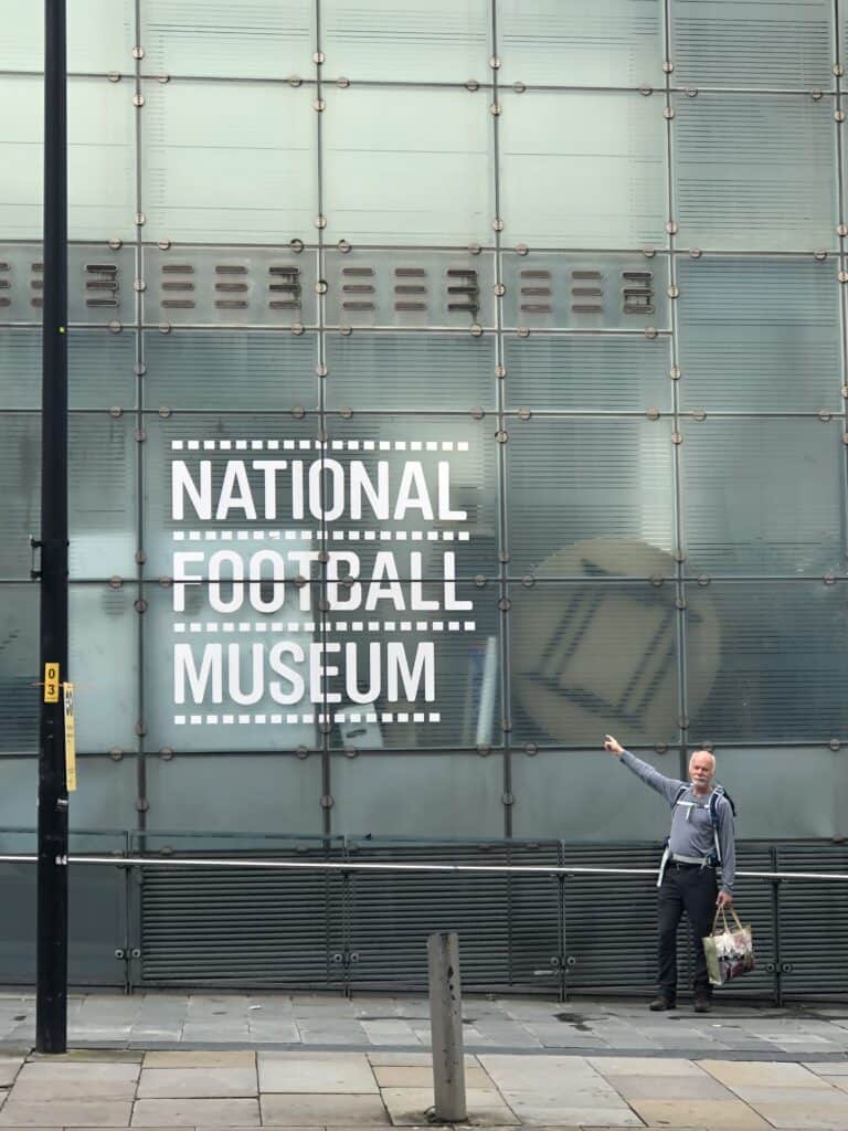Outside the National Football Museum in Manchester
