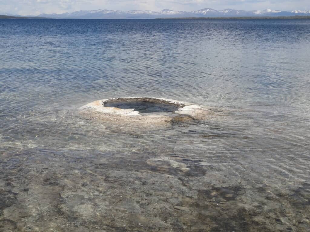 Geothermal feature in a lake in Yellowstone