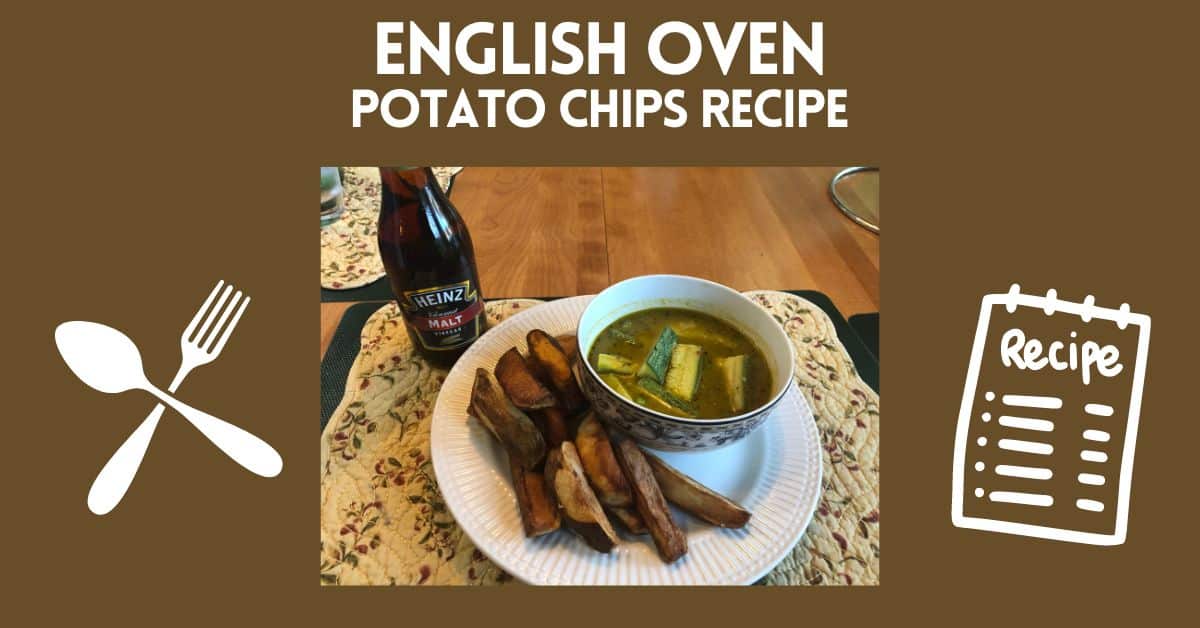 English oven potato chips recipe blog post cover image