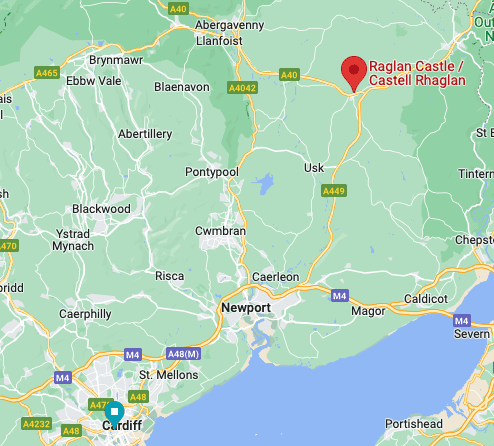 Google map - Raglan Castle location