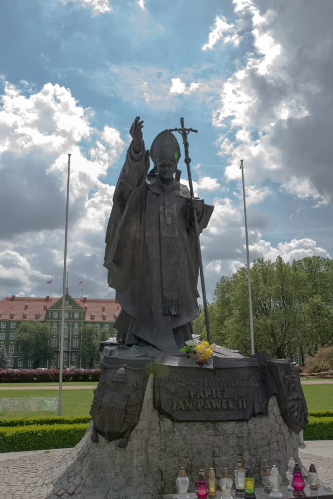 Statue of Pope John Paul II in Jasne Błonia Square - Szczecin, Poland