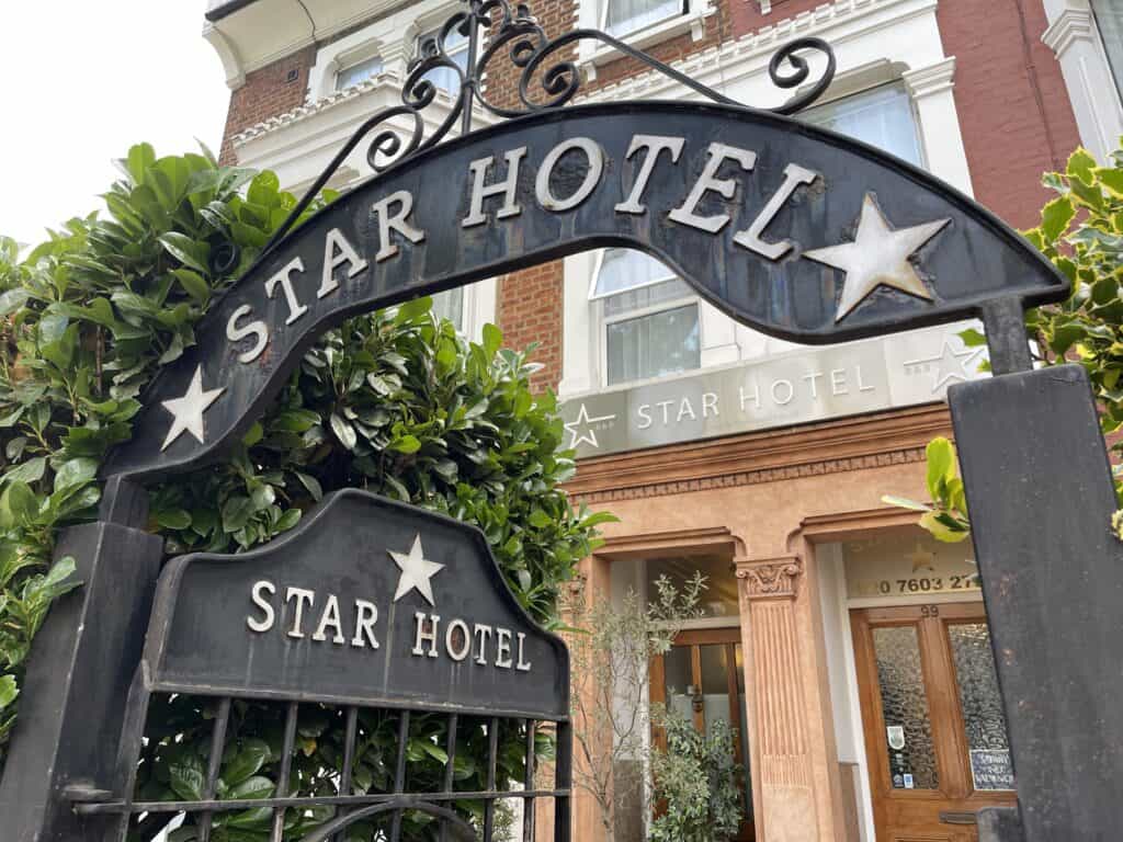 Star Hotel in London - view of entrance gate