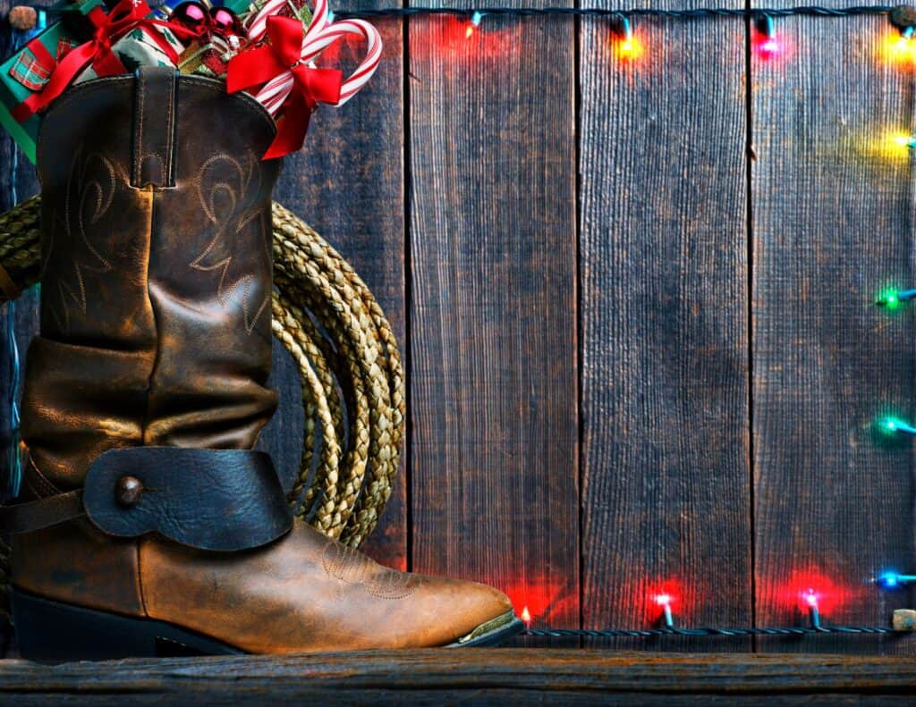 Cowboy boot Christmas scene