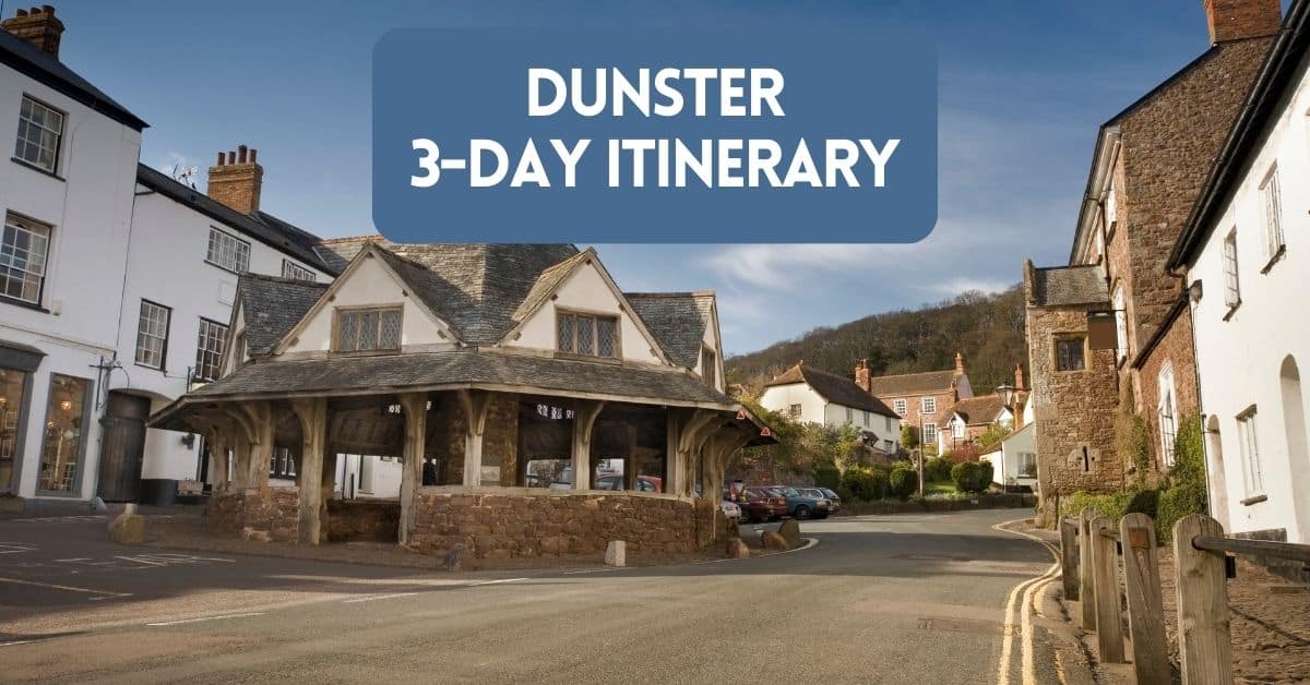 Dunster Itinerary blog post featured image showing the Yarn Market