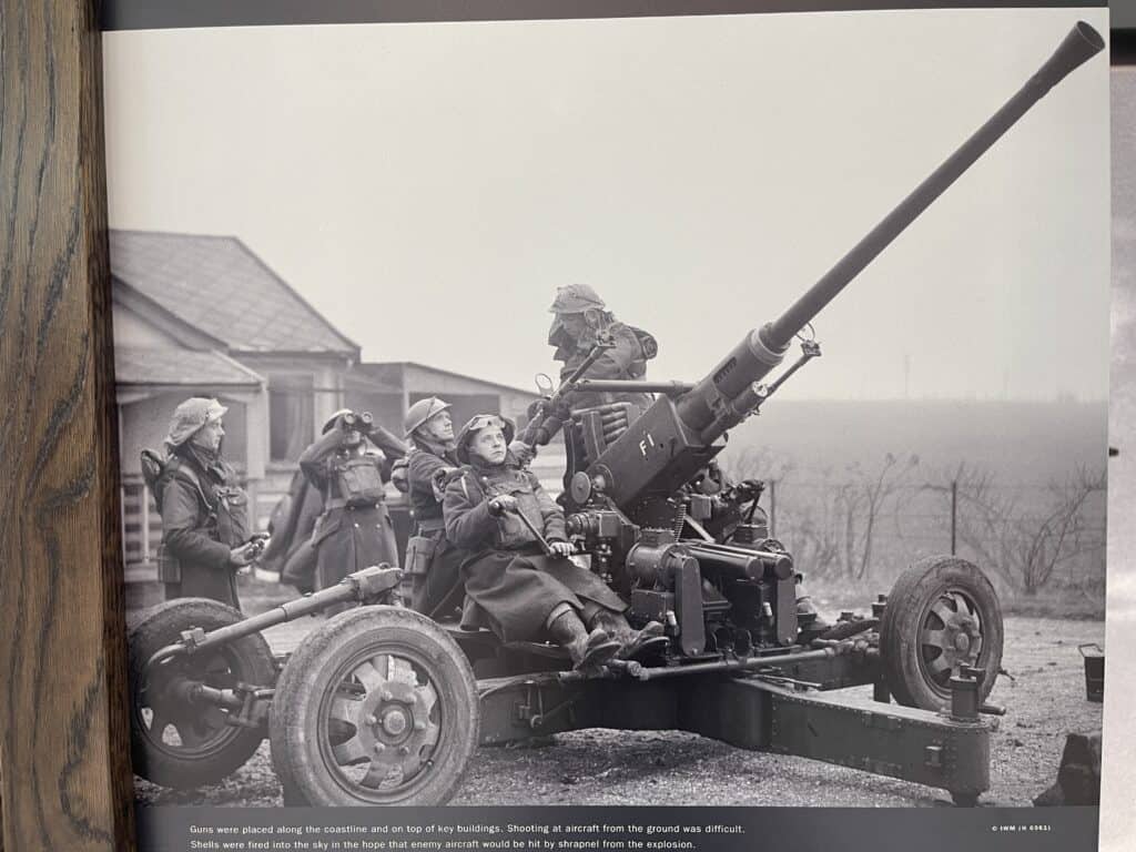 Photo of anti-aircraft defense during Second World War as shown in Battle of Britain Bunker Museum