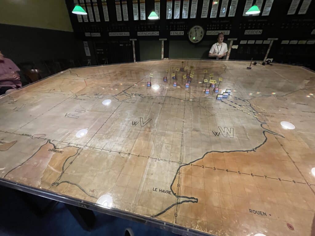 Large map for tactical planning at Battle of Britain Bunker