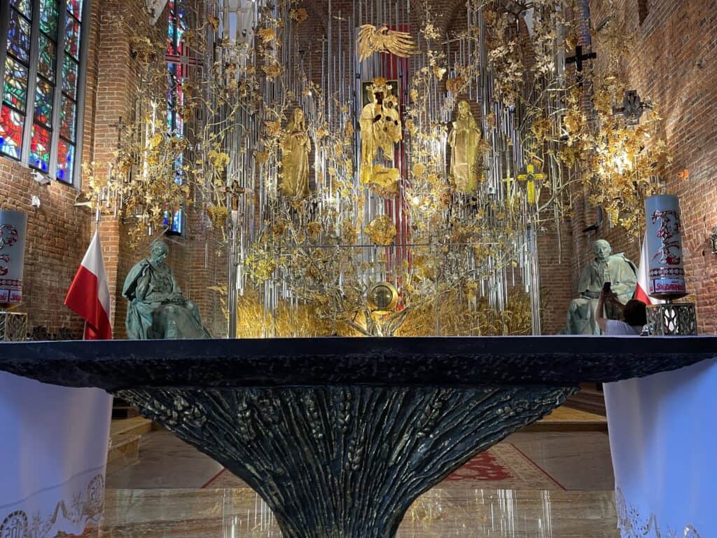 Amber altar at St. Bridget's church in Gdansk Poland