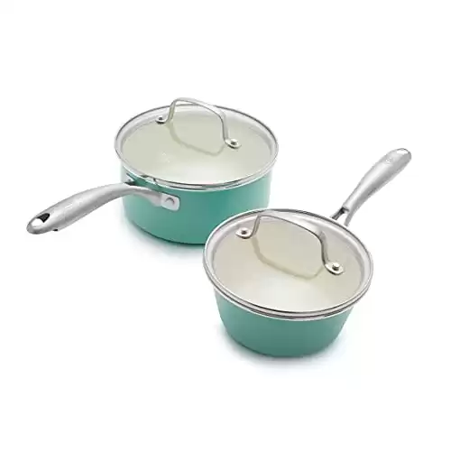 Utopia Kitchen Nonstick Saucepan Set - 1 Quart and 2 Quart - glass Lid -  Multipurpose Use for Home Kitchen or Restaurant (Turquo