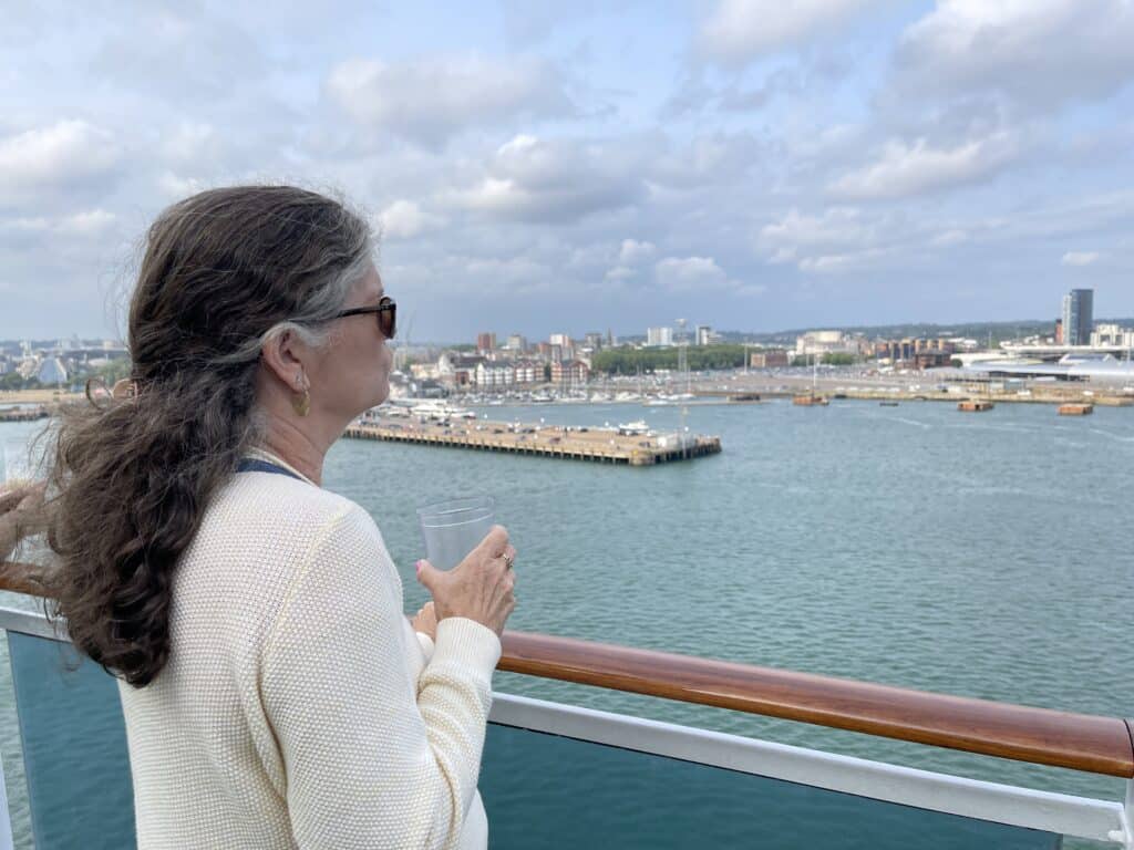 Looking at Southampton from cruise ship