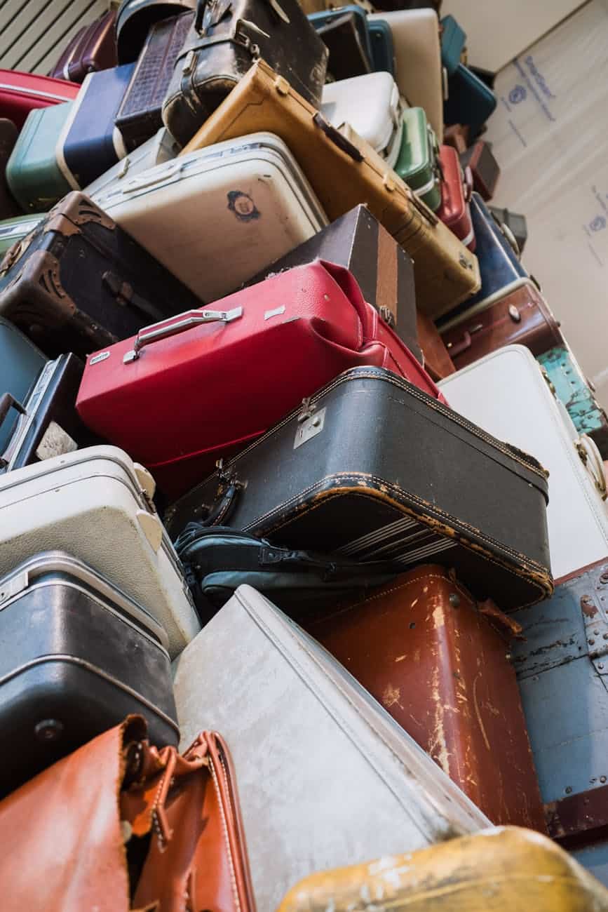 pile of old suitcases