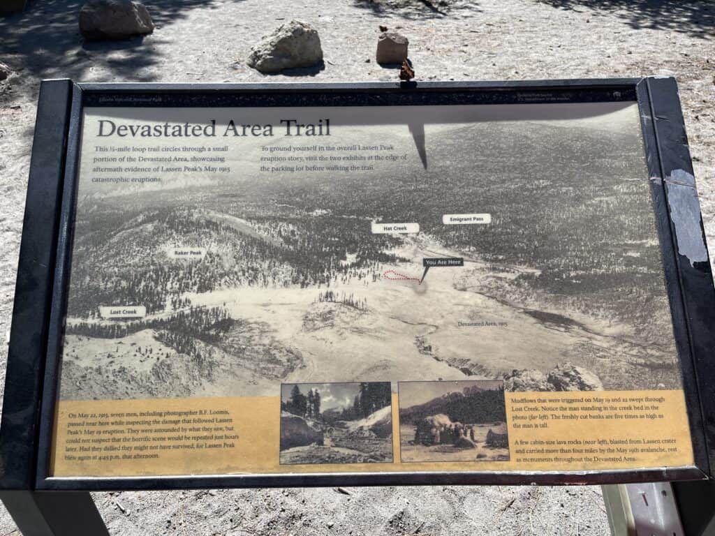 Devastated Area sign at Lassen Volcanic National Park