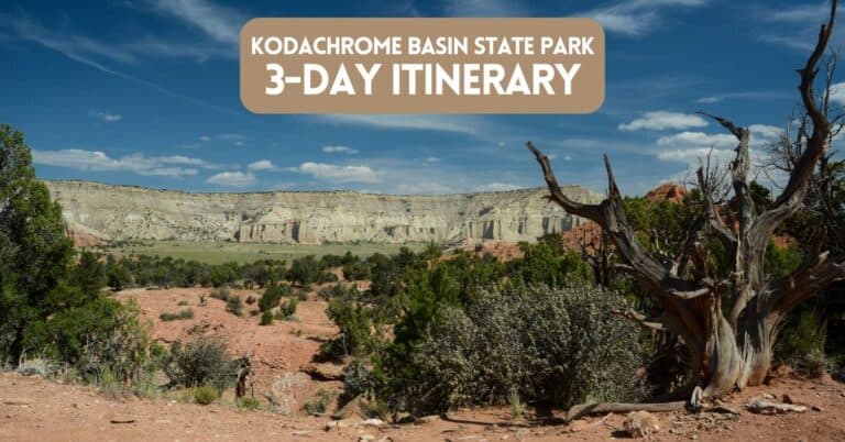 Blog post cover page for 3 day itinerary at Kodachrome Basin State Park