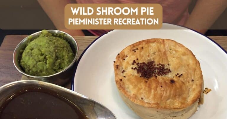 Blog cover post showing a mushroom pot pie for a recipe for Pieminister Pot Pie recreation of Wild Shroom pie