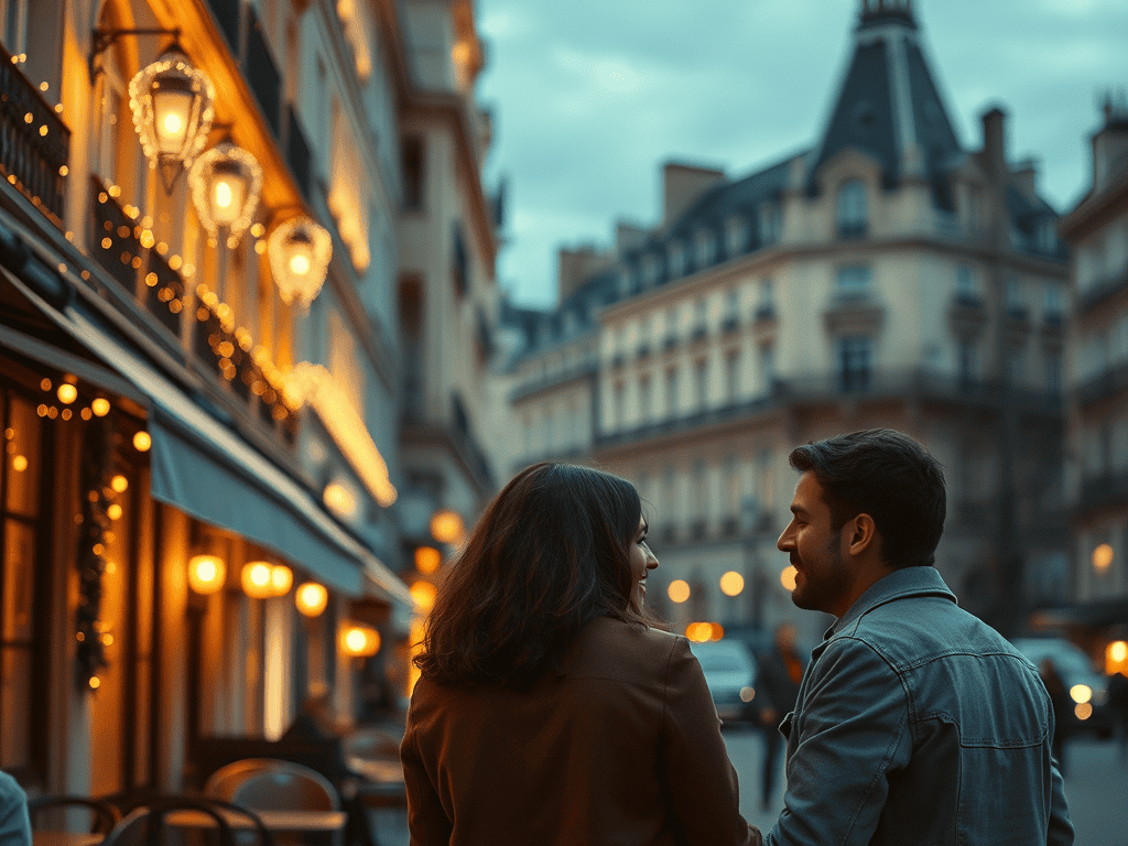 Romantic couple in France