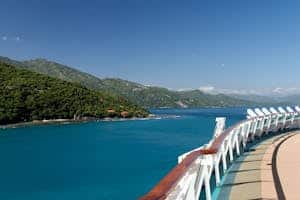 Scenic view from a cruise ship deck overlooking the stunning coastline of Labadee, Haiti.