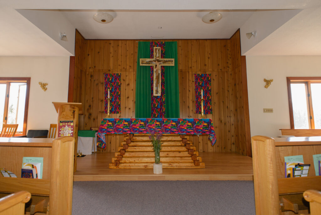 Inside altar at Holy Mary of Guadalupe Church in Healy Alaska