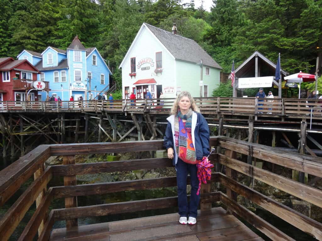 Julie from The Places Where We Go at Creek Street area in Ketchikan Alaska