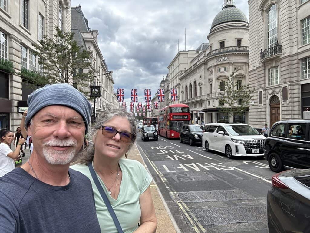 The Places Where We Go - Julie & Art standing on a London street