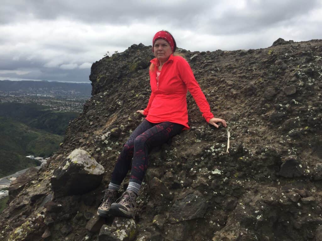 Sitting on top of Lizard Rock at Wildwood Regional Park in Thousand Oaks