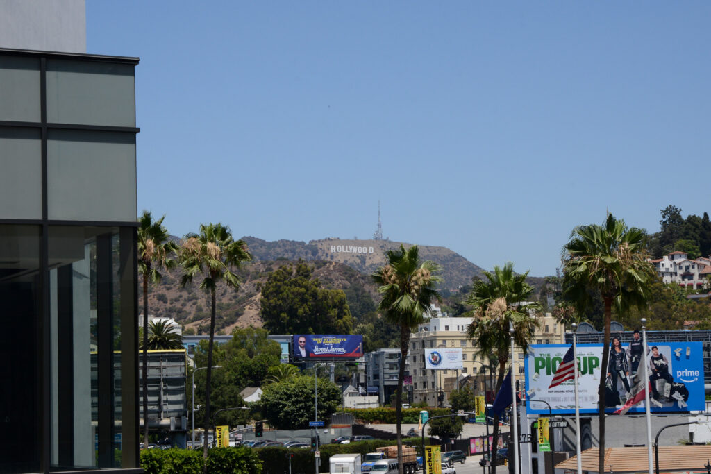 View of the Hollywood Sign from Ovation Shopping Mall