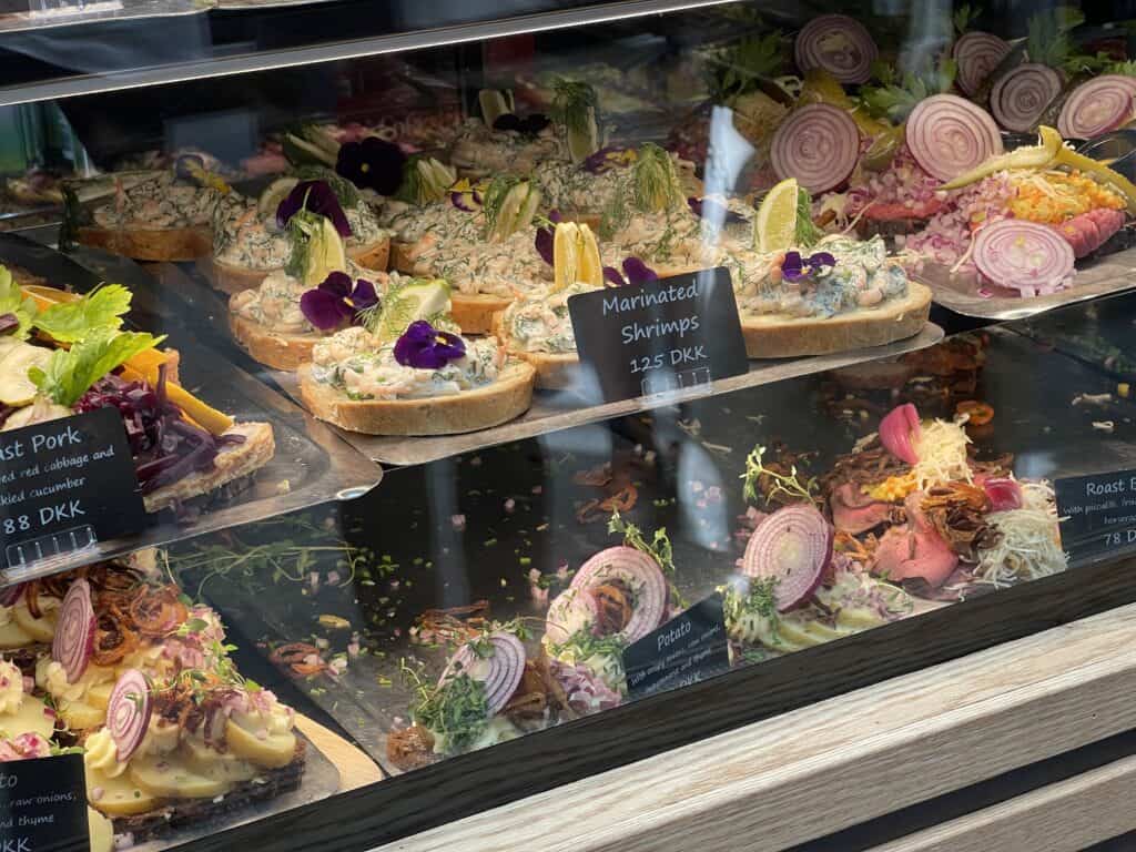 Sandwiches for sale at Torvehallerne Food Market in Copenhagen