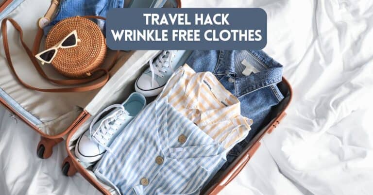 Cover image for blog post about travel hack for wrinkle free clothes
