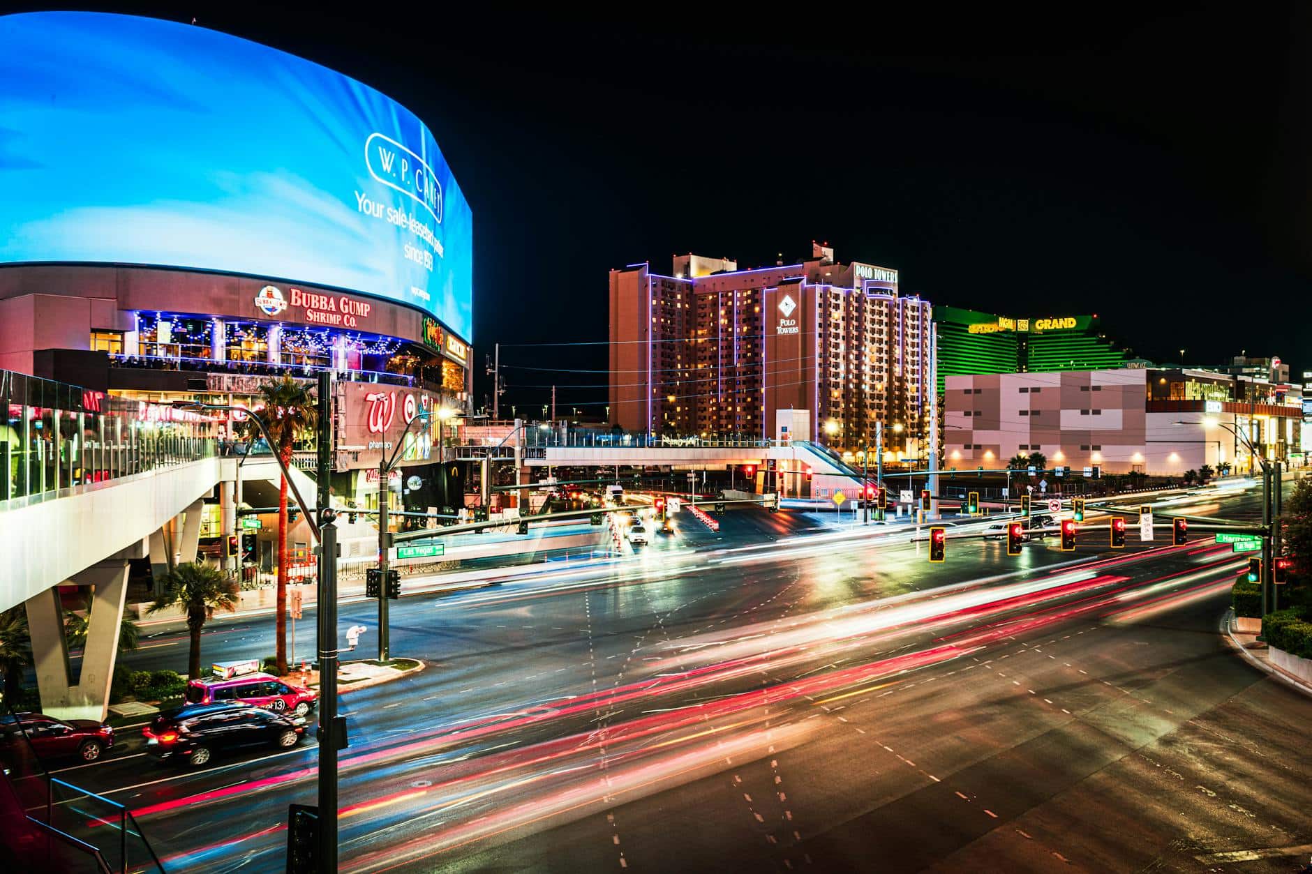 vibrant night cityscape of las vegas boulevard