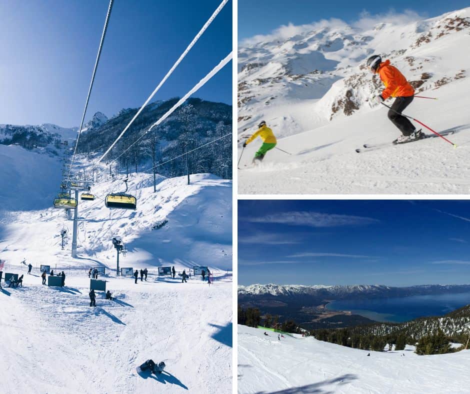 Photo collage of skiing images