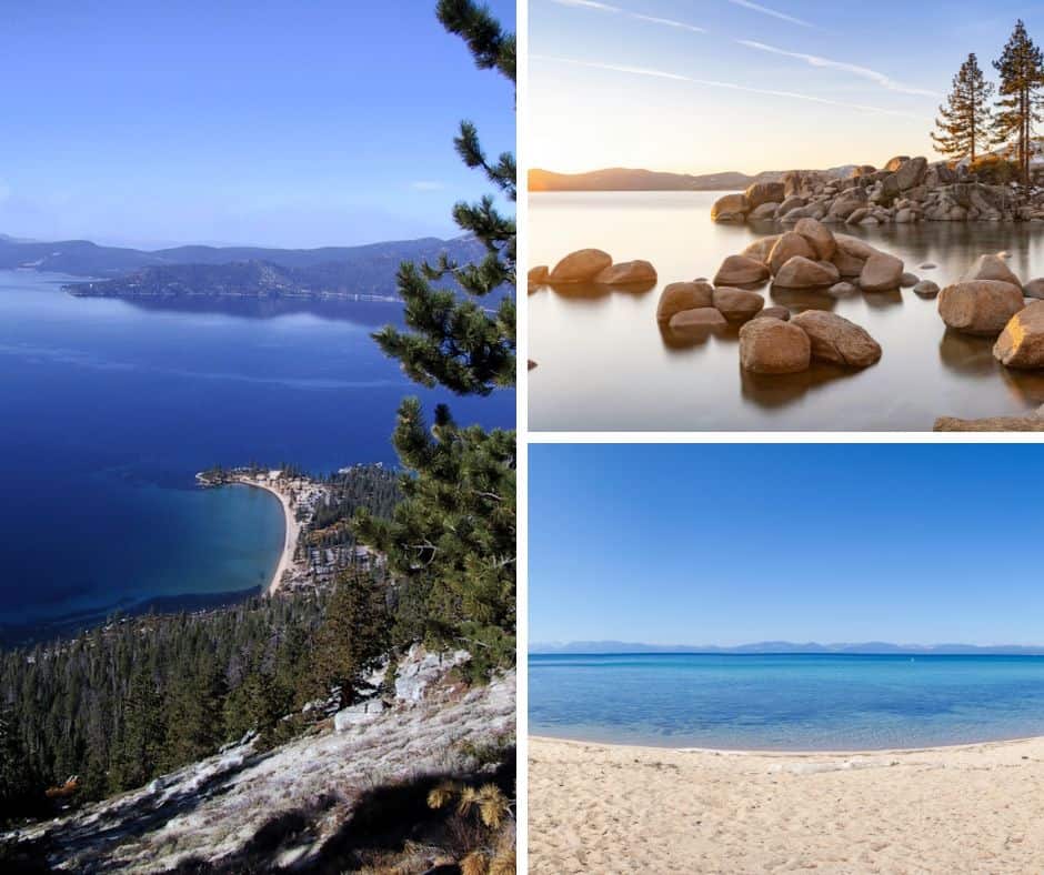 Sand Harbor, Lake Tahoe - 3 photo collage of beach area