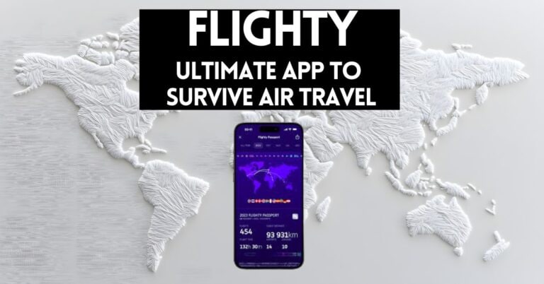 cover image for blog post about a review of the Flighty app - the ultimate app to survive air travel