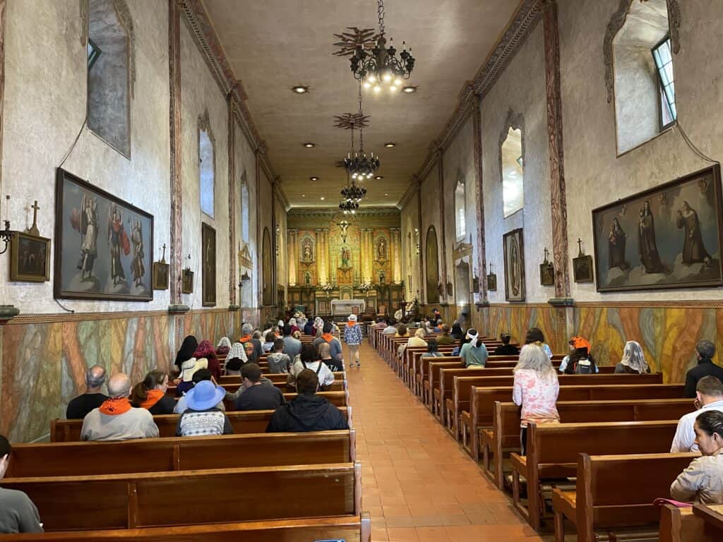 Inside view of Santa Barbara Mission church