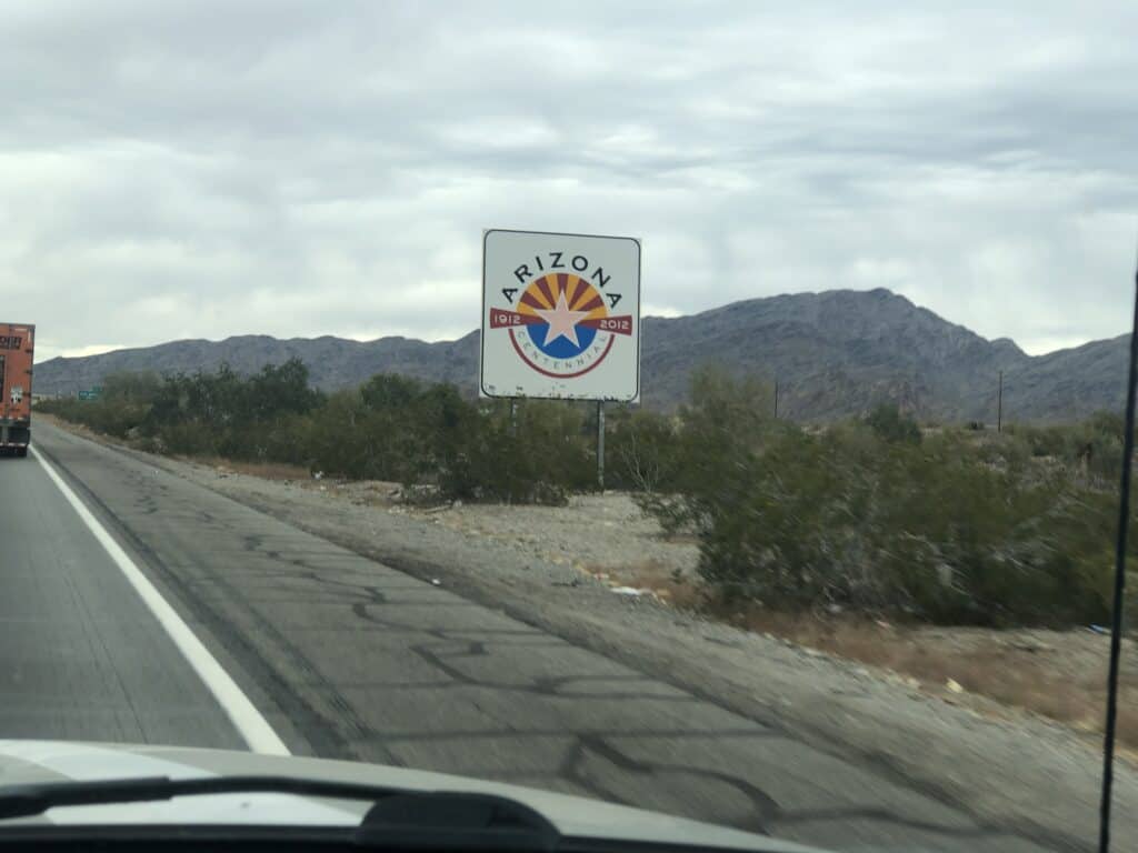 Welcome to Arizona sign from highway