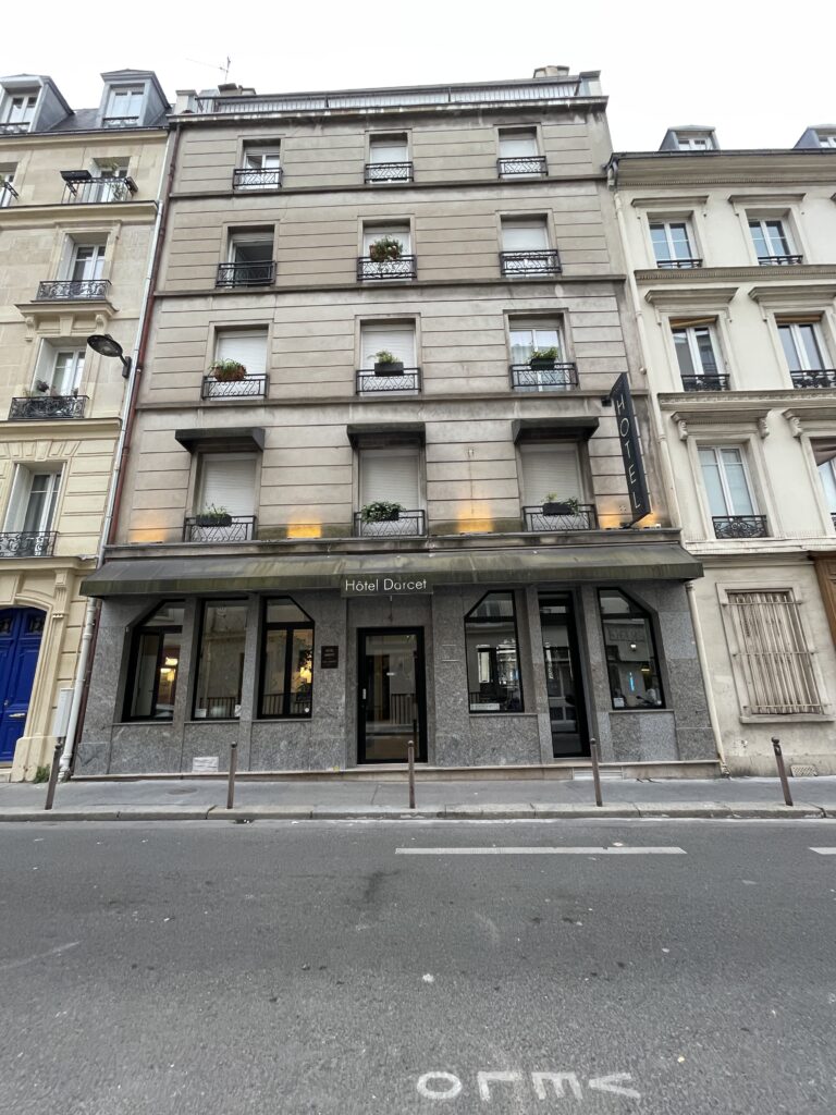 Outside of Hotel Darcet in Paris