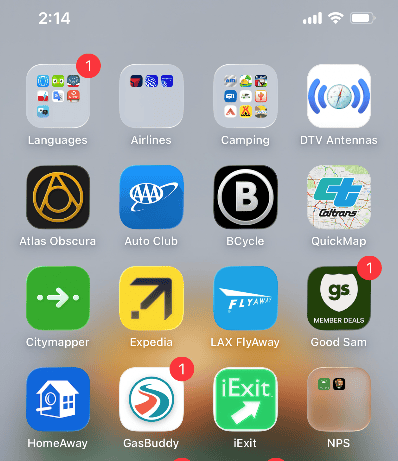 Travel apps on smartphone
