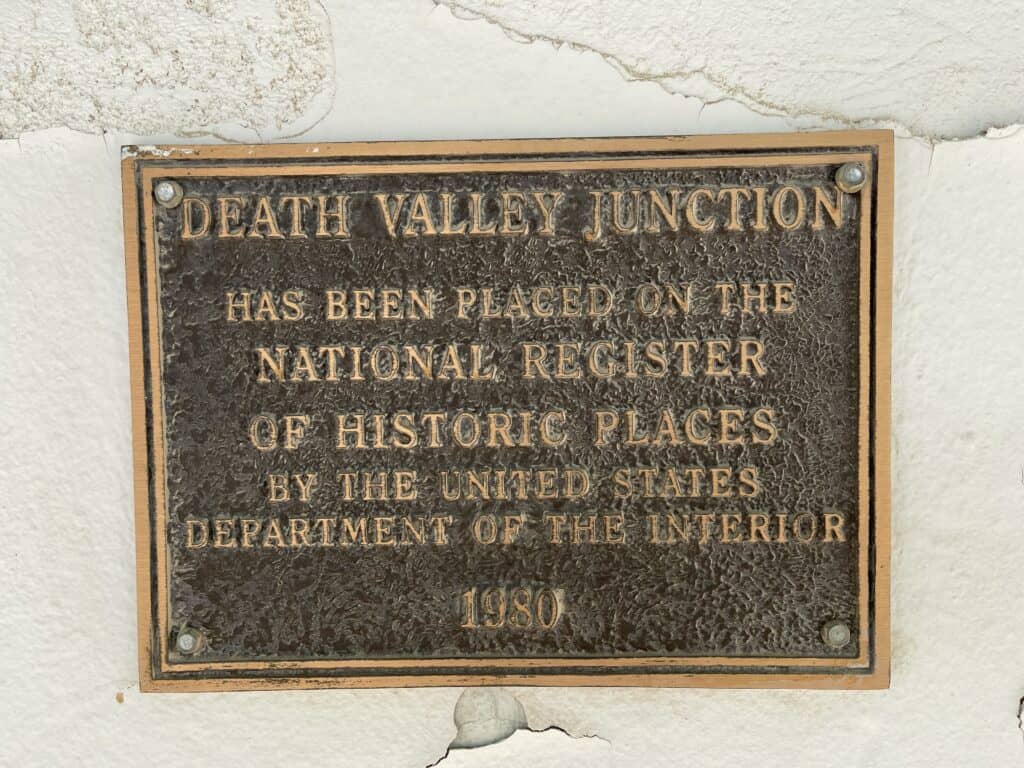 National Register of Historic Places sign for Death Valley Junction