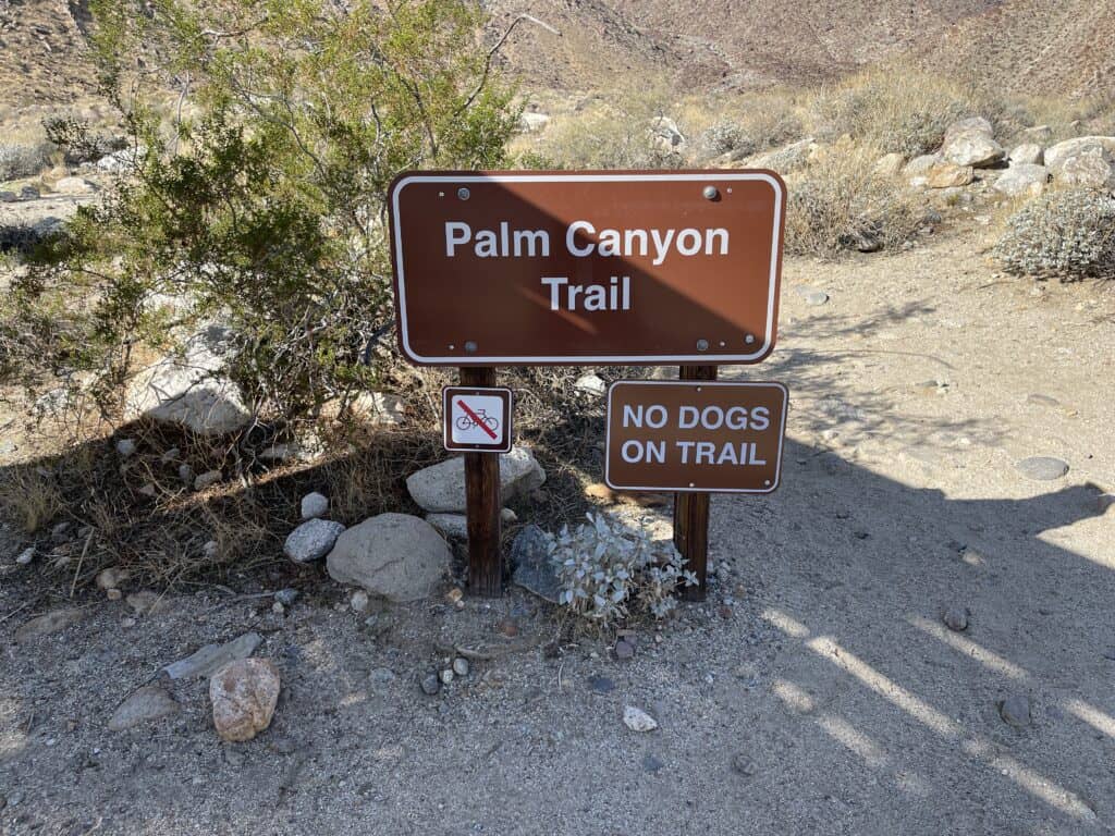 Palm Canyon Trail sign from Anza Borrego State Park